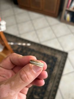 14k Gold Band Ring with Diamond Accents