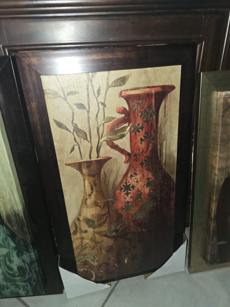 4 Canvas Wall Paintings Of Vases