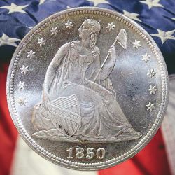 1850-O Seated Liberty Dollar Silver Plated Novelty Coin - Unc