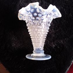 Vintage Carnival Glass Vase Moonstone Hobnail