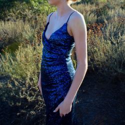 Navy Sequins Gown $15