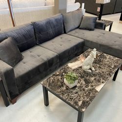 Vintage Grey velvet Sectional in stock❤️😇 free delivery option!!🚛  $39 down only $1249