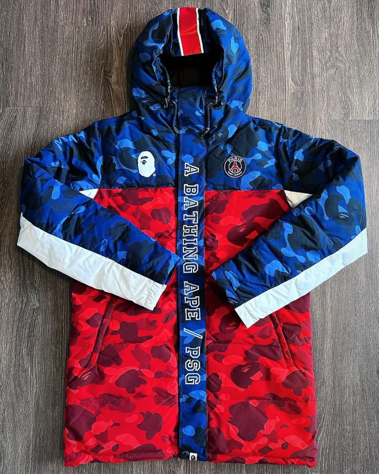 Bape X PSG Color Camo Long Snowboarding Jacket