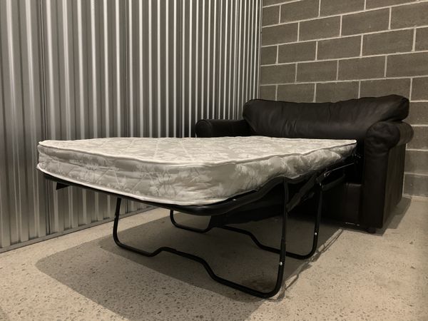 Full Grain Leather Chair & A Half Twin Size Sleeper Sofa + Ottoman for