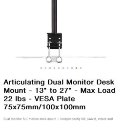 Dual Monitor Desk Mount