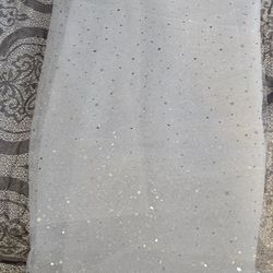 Silver Glitter Stars and Moon Tulle Fabric