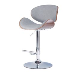 Simpli Home - Marana Bentwood Adjustable Height Gas Lift Bar Stool - Stone Grey