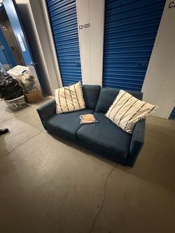 Blue Fabric Two-Seat Sofa