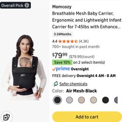BRAND NEW Momcozy Breathable Mesh Baby Carrier, Ergonomic & Lightweight Carrier for 7-45lbs with Enhanced Lumbar Support