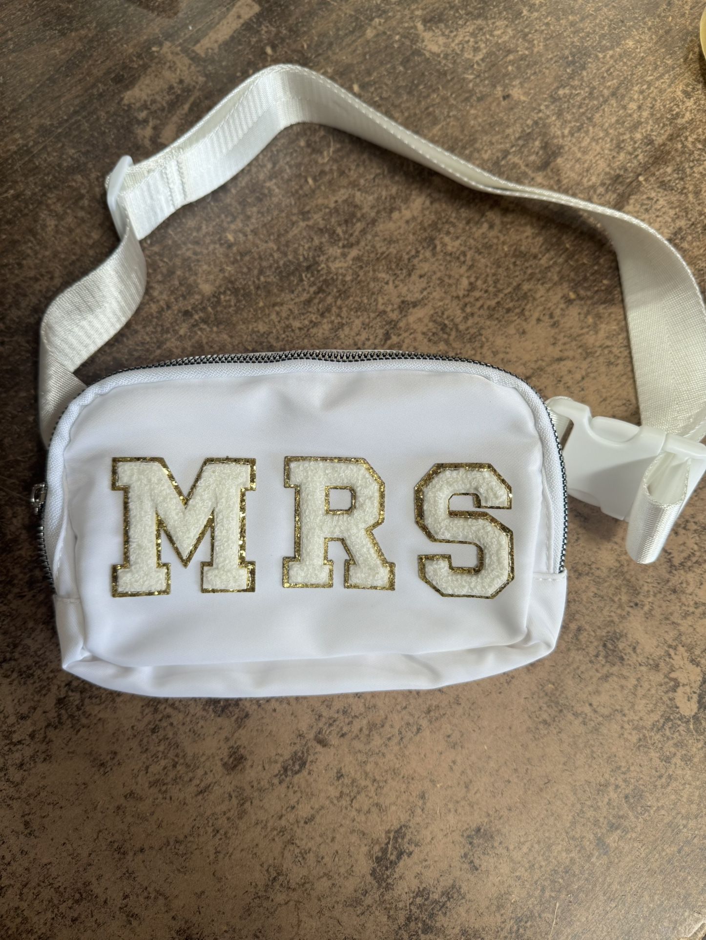 Mrs Bag for Bride with Adjustable Strap , White
