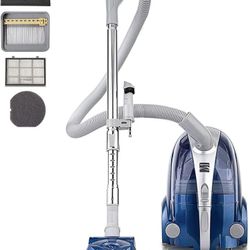 Kenmore Pet-Friendly Lightweight HEPA Canister Vacuum with Variable Modes, Retractable Cord, and Pet Brush - Blue