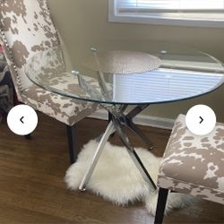 Glass Dining Table with Stylish Chrome Frame