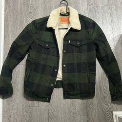 Mens Levi’s Trucker Sherpa Green Jacket