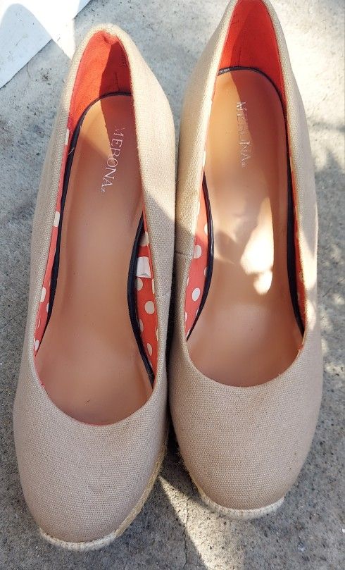 Tan Canvas Wedge
