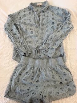 Habitual Light Blue Eyelet Romper