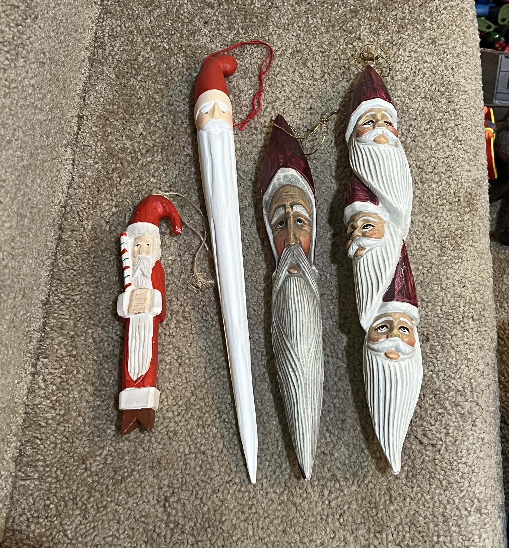 Christmas skinny Santa lot of 4 tree ornaments 6”-12” long