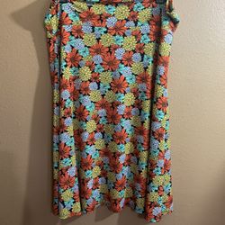 Lularoe Orange Floral Azure Pull-On Skirt - 2XL