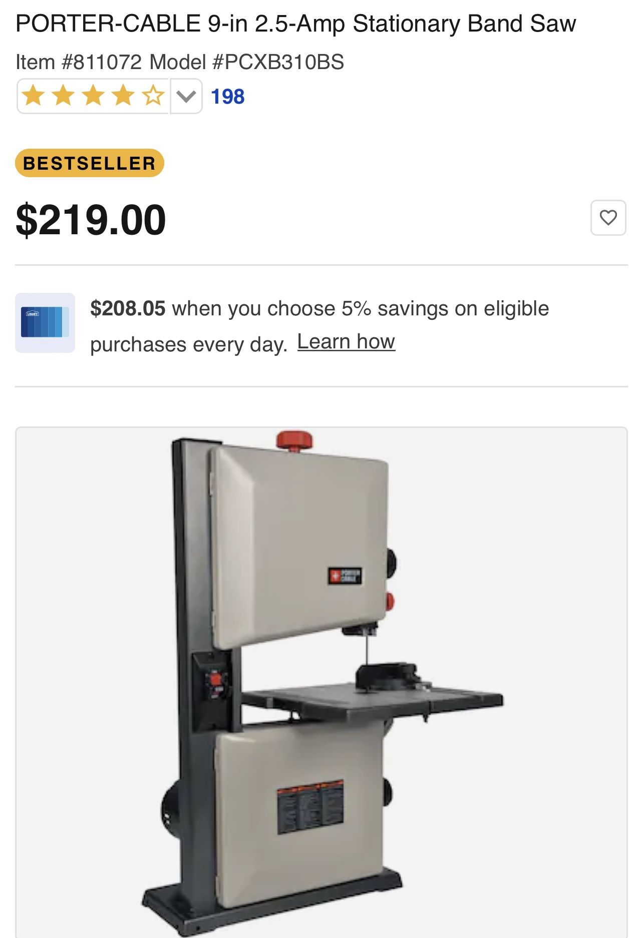PORTER-CABLE 9-in 2.5-Amp Stationary Band Saw