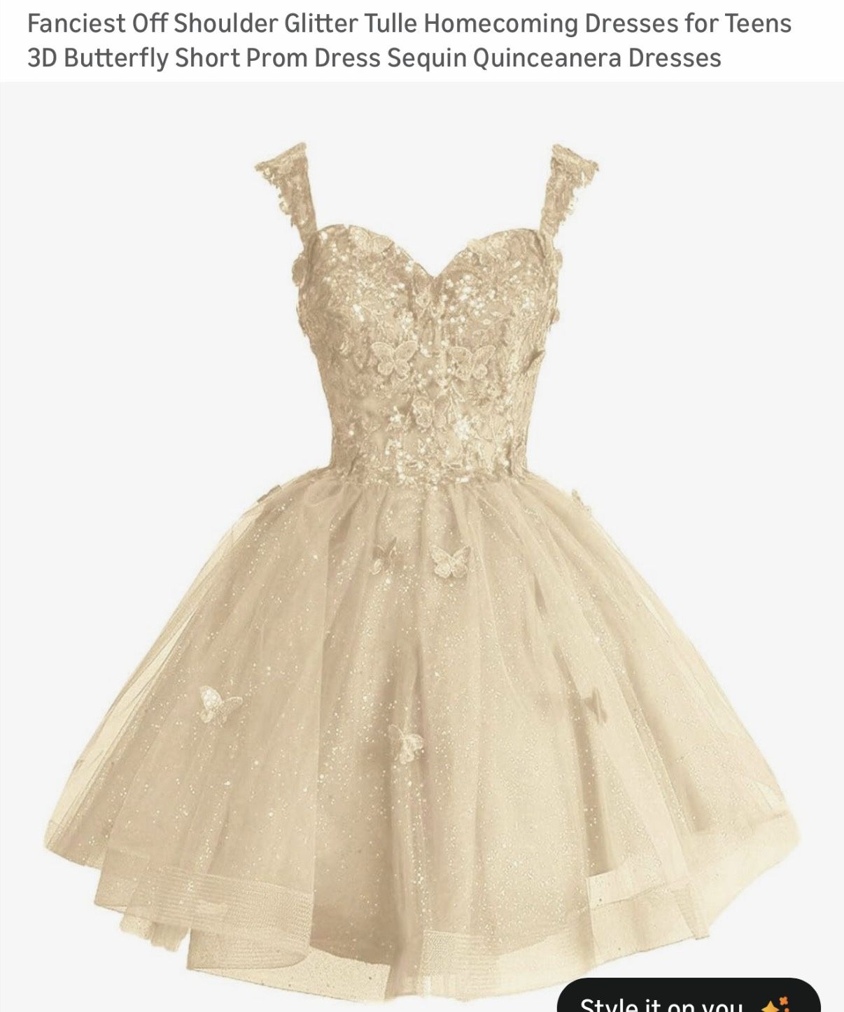 Fanciest Off Shoulder Glitter Tulle Homecoming Dresses for Teens 3D Butterfly Short Prom Dress Sequin Quinceanera Dresses