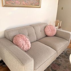 Modern Beige Sofa w/ Accent Pillows – Great Condition