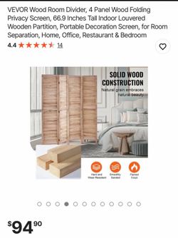 Tools/wood room divider/4 panel wood divider/wooden partition/home decor