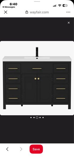 Manrique 48" Freestanding Single Bathroom Vanity With Resin Sink Top, Faucet And Drain, Assembly Required
