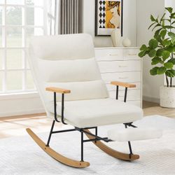 COLAMY Upholstered Rocking Chair with Footrest and Adjustable Backrest Modern Out-door Accent Chair Model.ZE023