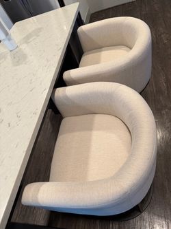 Set of 2 Cream Upholstered Barrel Dining Chairs