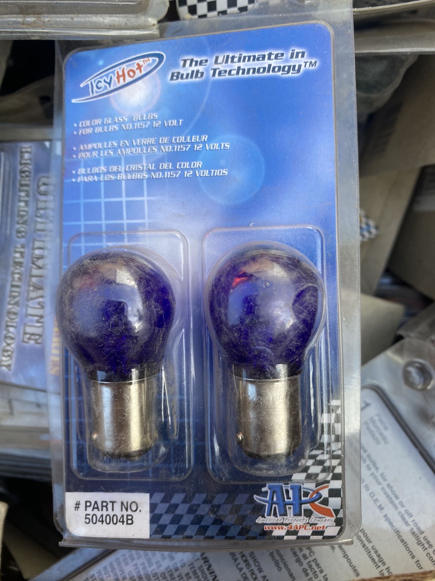 Vintage lightbulbs, turn signal brake lights, different colors, red blue orange