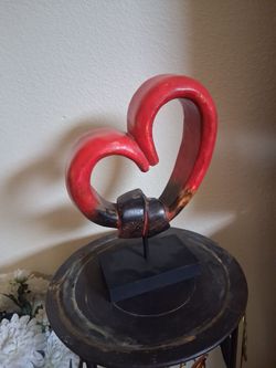 Handcrafted Wooden Love Heart Knot Sculpture