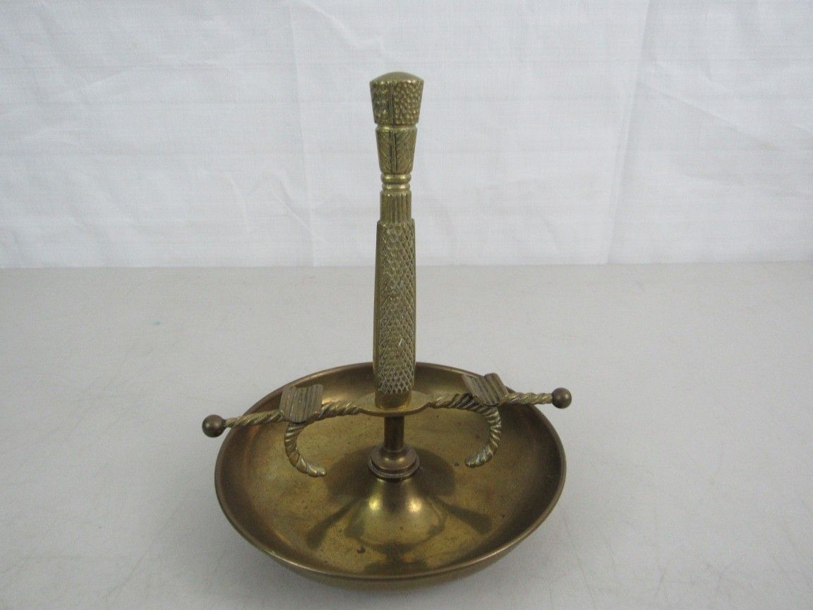 Vintage Sword Handle Solid Brass Incense Burner Ash Tray-Made In Italy