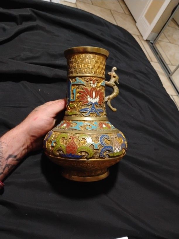 Antique japanese Brass 12"Vase
