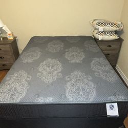 Queen Size Mattress, Box Spring, And Frame