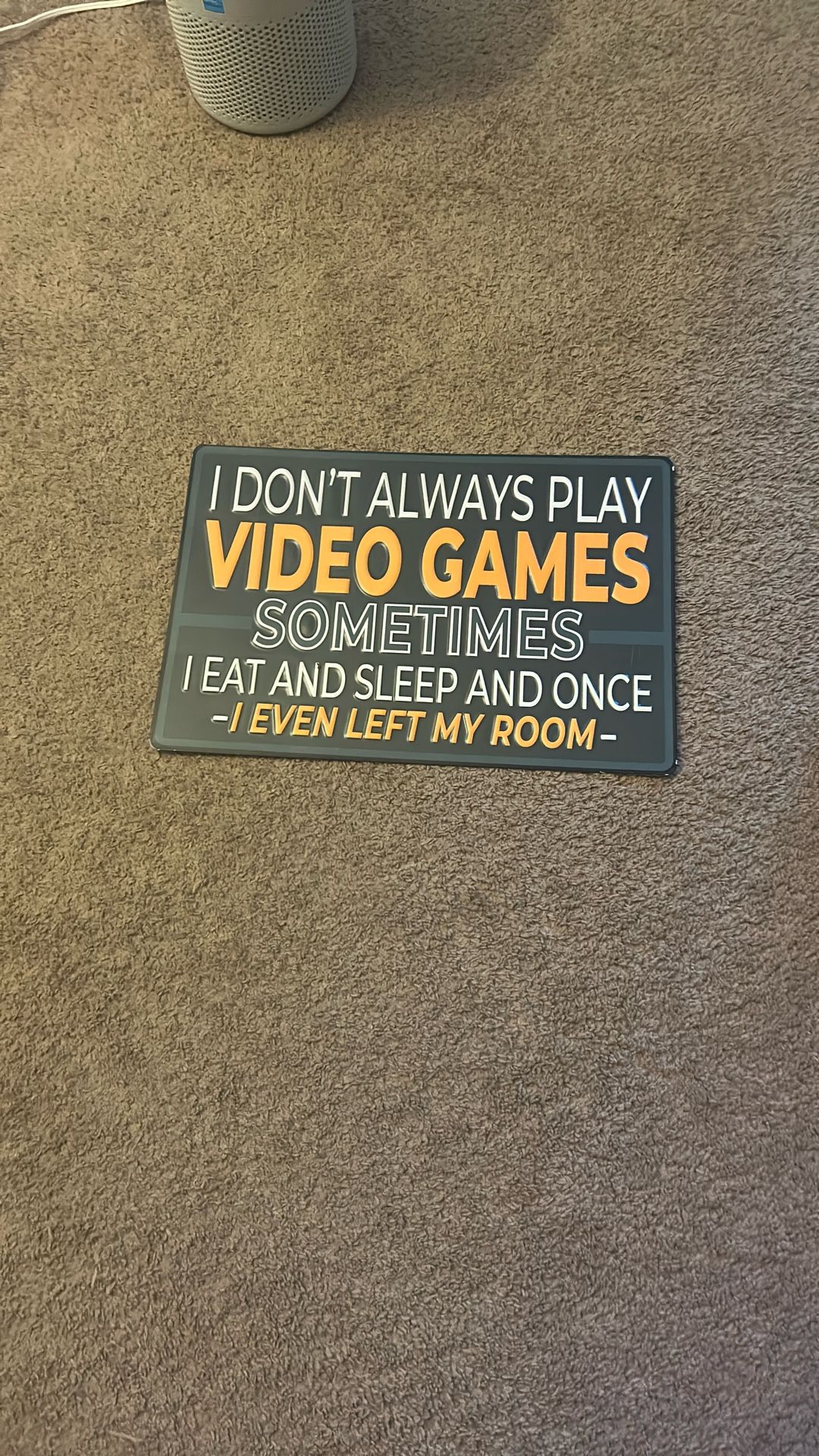 Metal video game sign