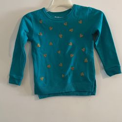 Teal Sweater With Gold Hearts 