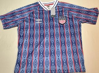 Umbro USA National Team Soccer Jersey Blue Red White Football Shirt Size L
