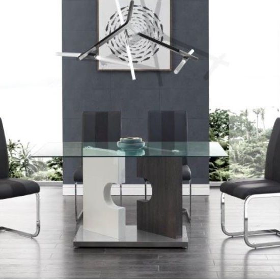 New D219 Modern Glass 5pc Dining Table Set 