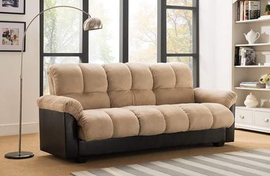 FUTON SOFA STORAGE BED BEIGE FABRIC