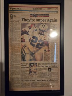 Cowboys Framed Super Bowl Newspaper