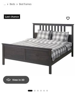 dark gray Ikea Hemnes queen size bed,