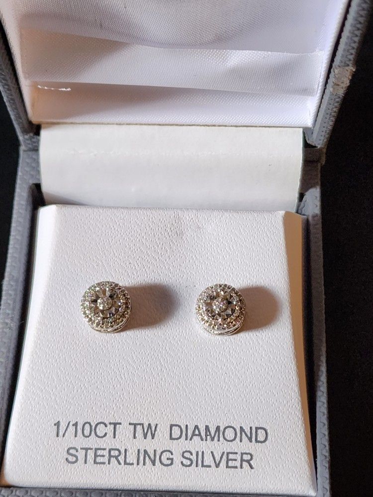 Diamond Silver Earrings