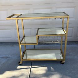 Gold Bar Cart With Wine Rack