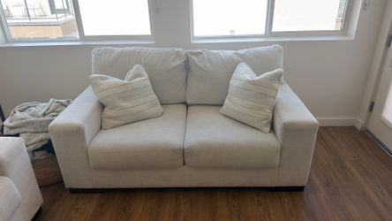 Transitional White Fabric Sofa
