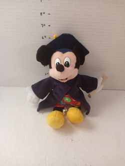 Vintage Walt Disney World Graduation Mickey Mouse 8" Plush Toy