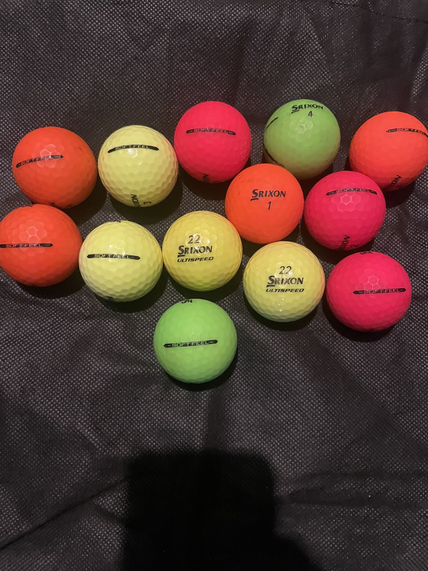 Srixon SoftFeel and W Star color 22 golf balls
