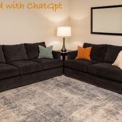 Couch And Loveseat Set Dark Gray Velvet 