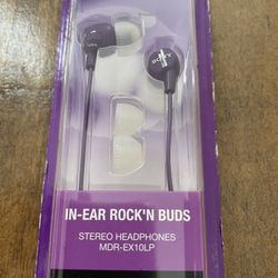 New & Sealed Sony In- Ear Rock’ N Buds Stereo Headphones MDR - EX10LP. NOS Color: Violet