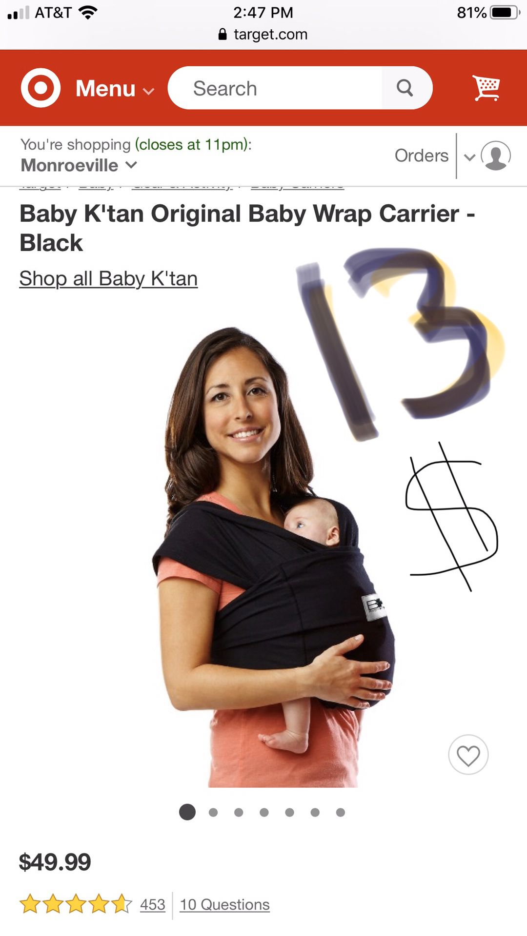 Baby K’tan wrap/baby wearing/baby carrier M