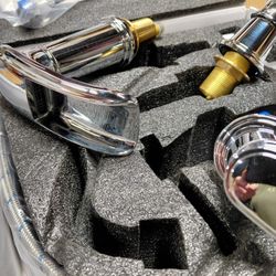 Bwe 8" Widespread Waterfall Style Bathroom Sink Faucet With Drain In Chrome 