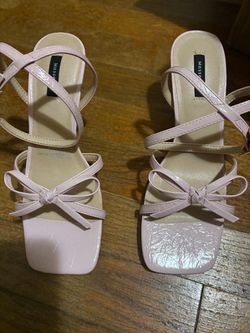 Massimo Dutti Pink Strappy Heeled Sandals